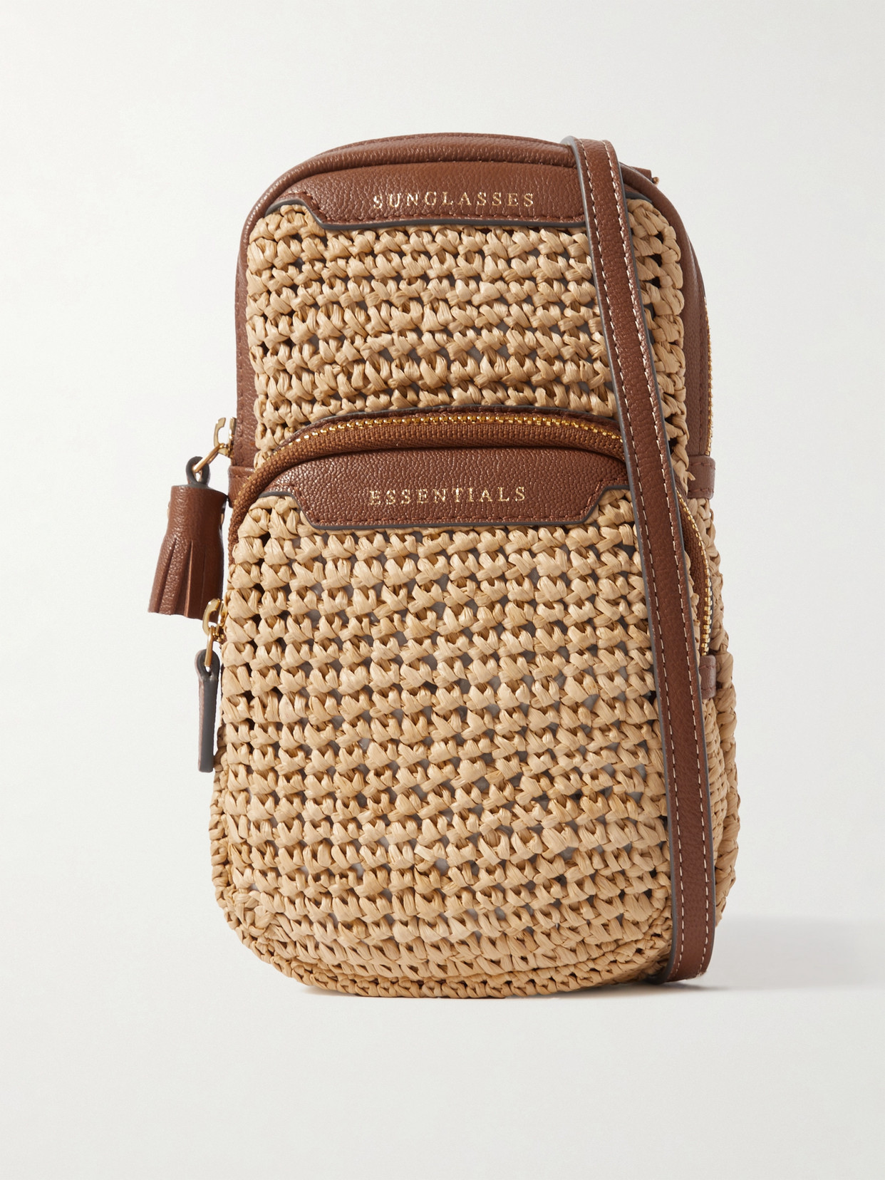 Anya Hindmarch Essentials Leather-trimmed Raffia Shoulder Bag In Neutrals