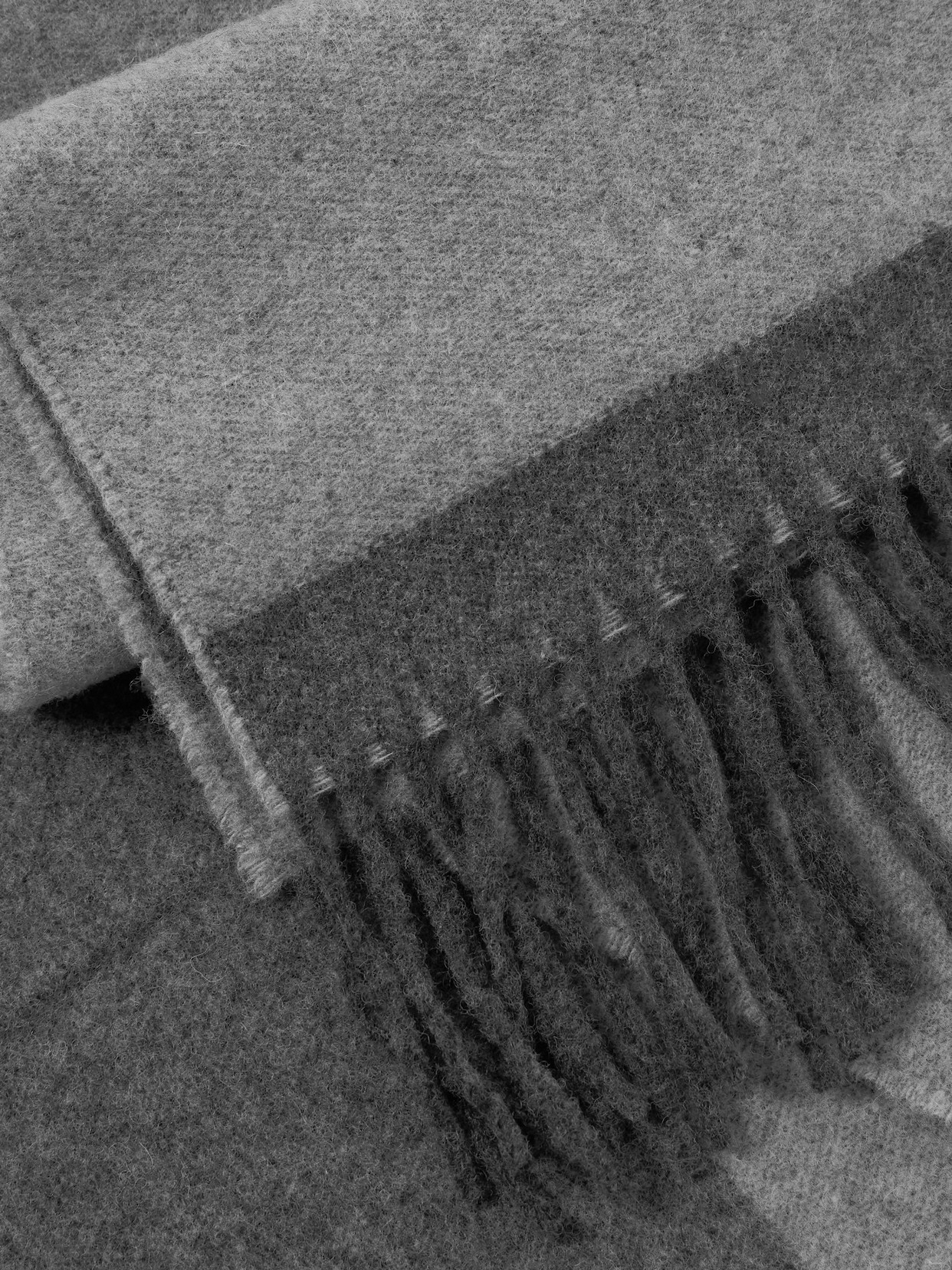 Totême Fringed Mélange Jacquard-knit Wool Scarf In Gray