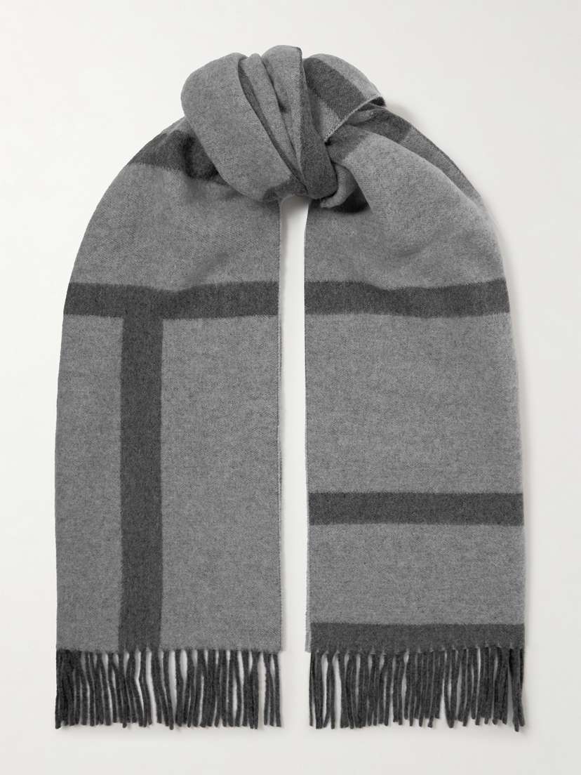 TOTEME Fringed Mélange Jacquard-knit Wool Scarf