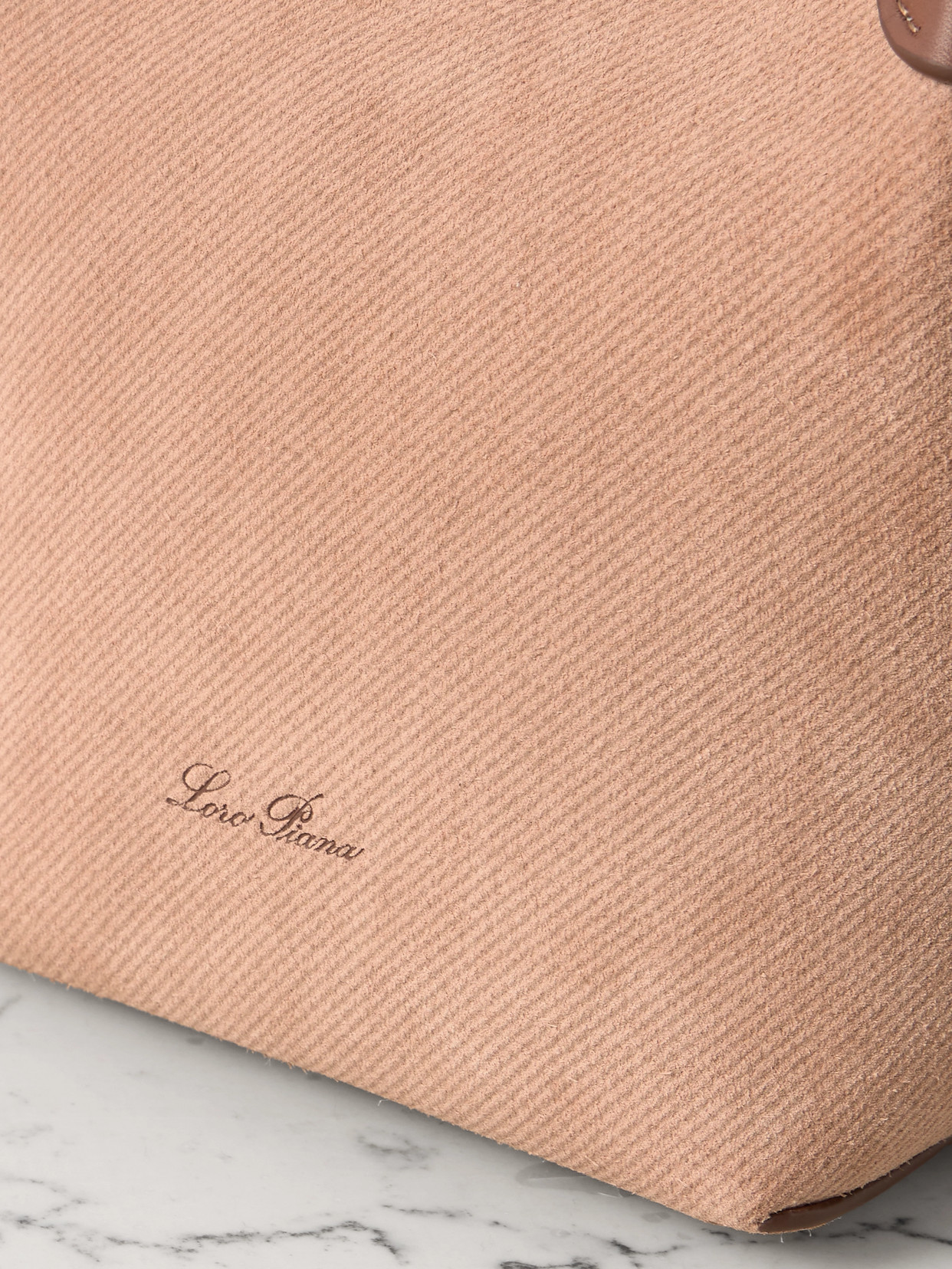 Loro Piana Bale Micro Canvas And Leather-trimmed Suede Shoulder Bag In Neutrals