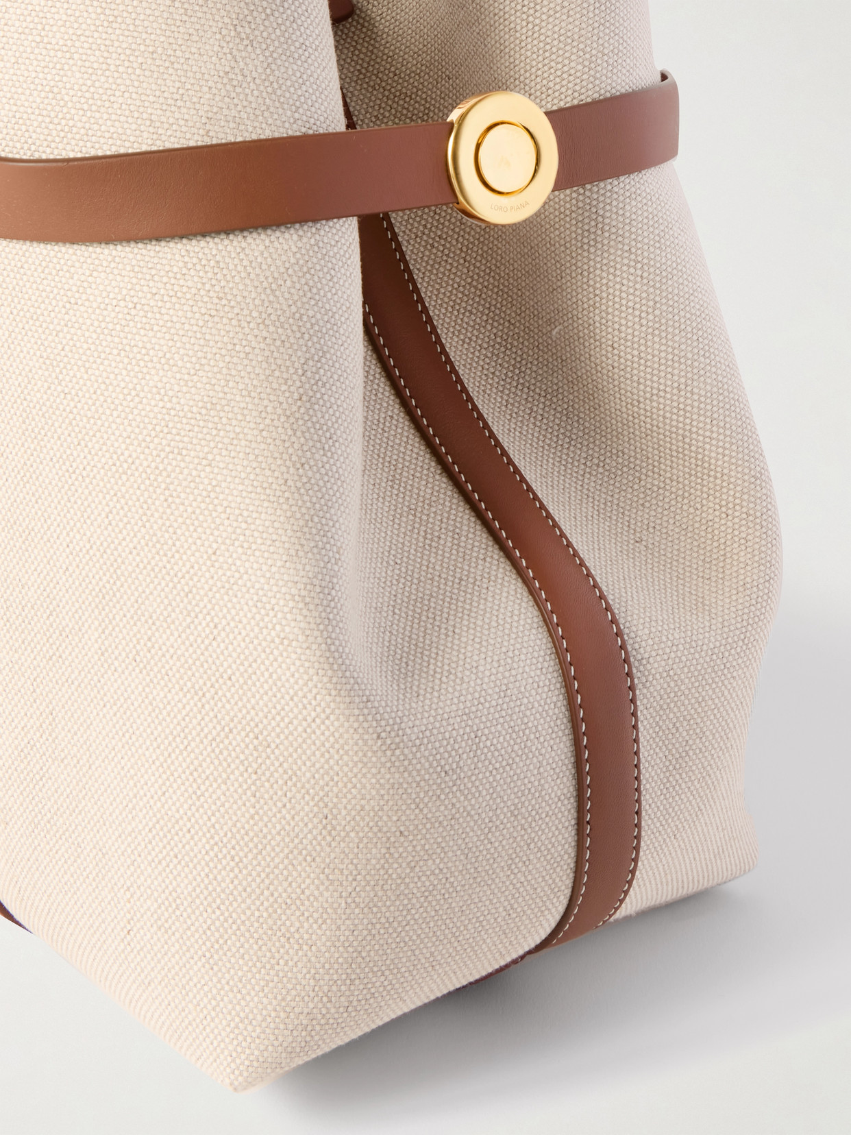 Loro Piana Ghiera Large Leather-trimmed Canvas Tote In Neutrals