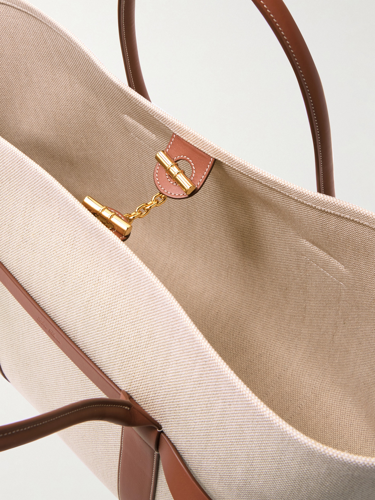 Loro Piana Ghiera Large Leather-trimmed Canvas Tote In Neutrals