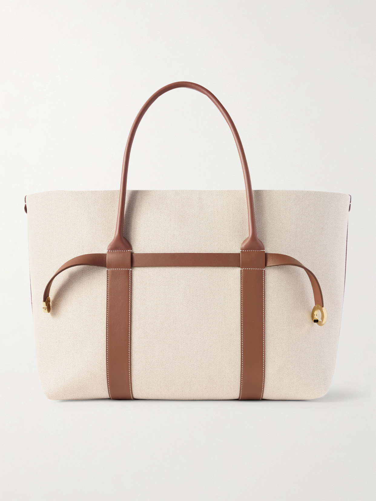 Loro Piana Ghiera Large Leather-trimmed Canvas Tote In Neutrals
