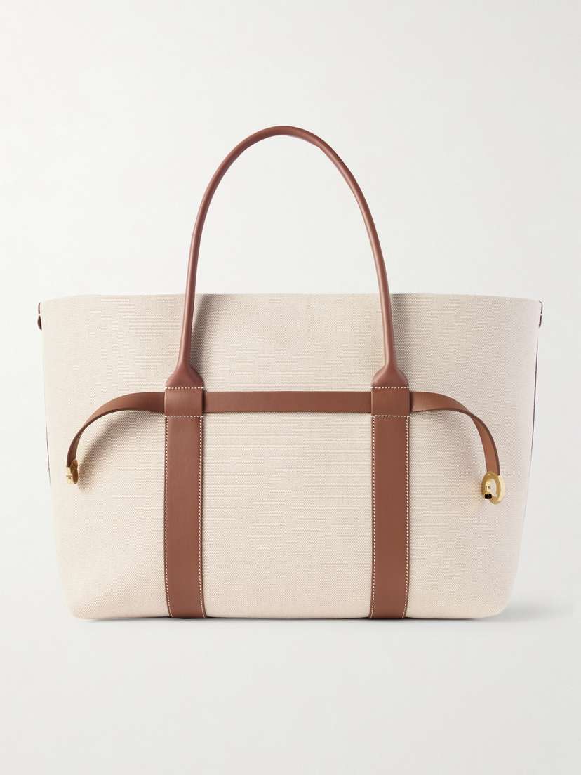 Loro Piana Ghiera Large Leather-trimmed Canvas Tote