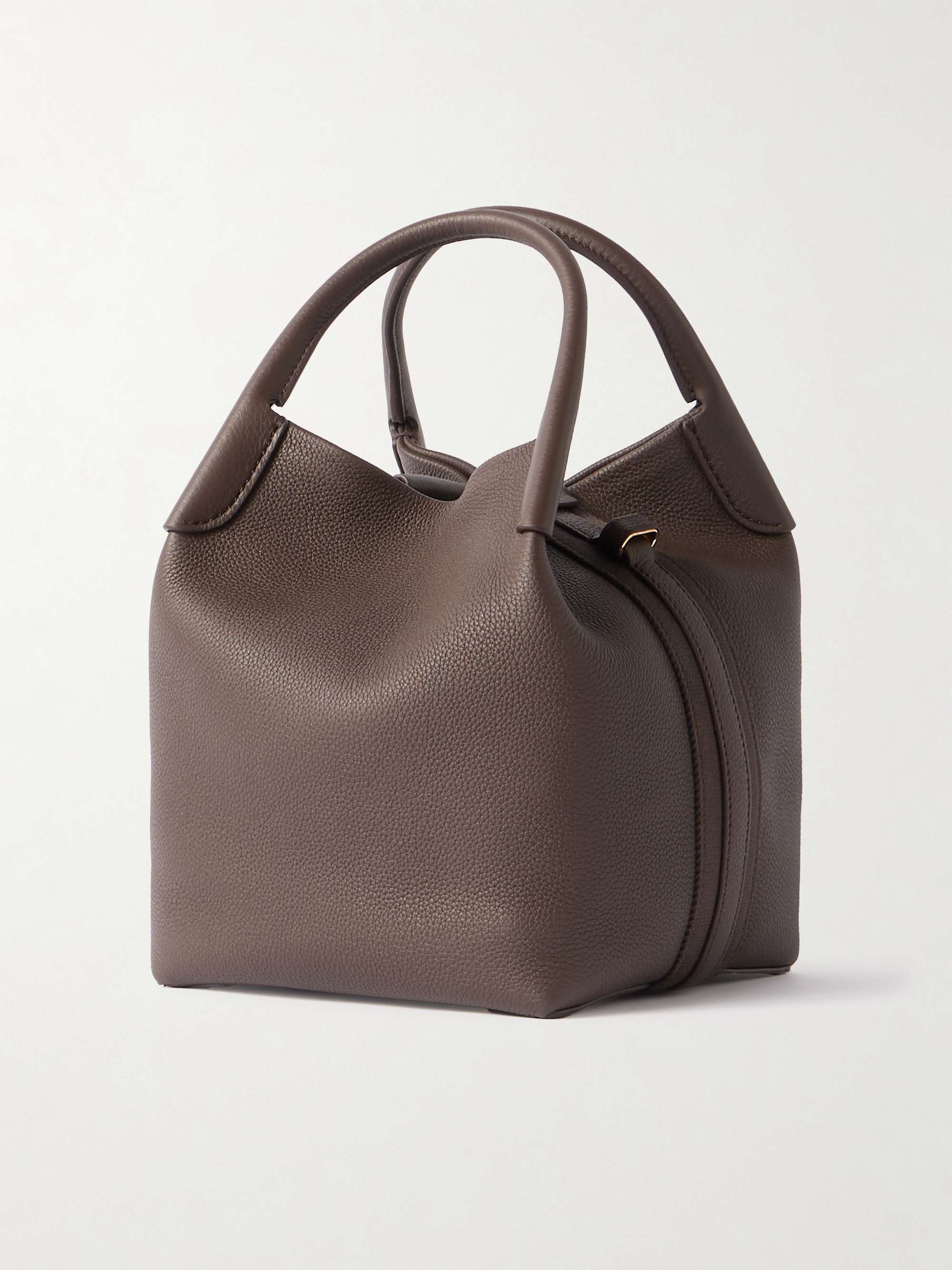 LORO PIANA Bale Tote aus strukturiertem Leder mit Canvas-Besätzen