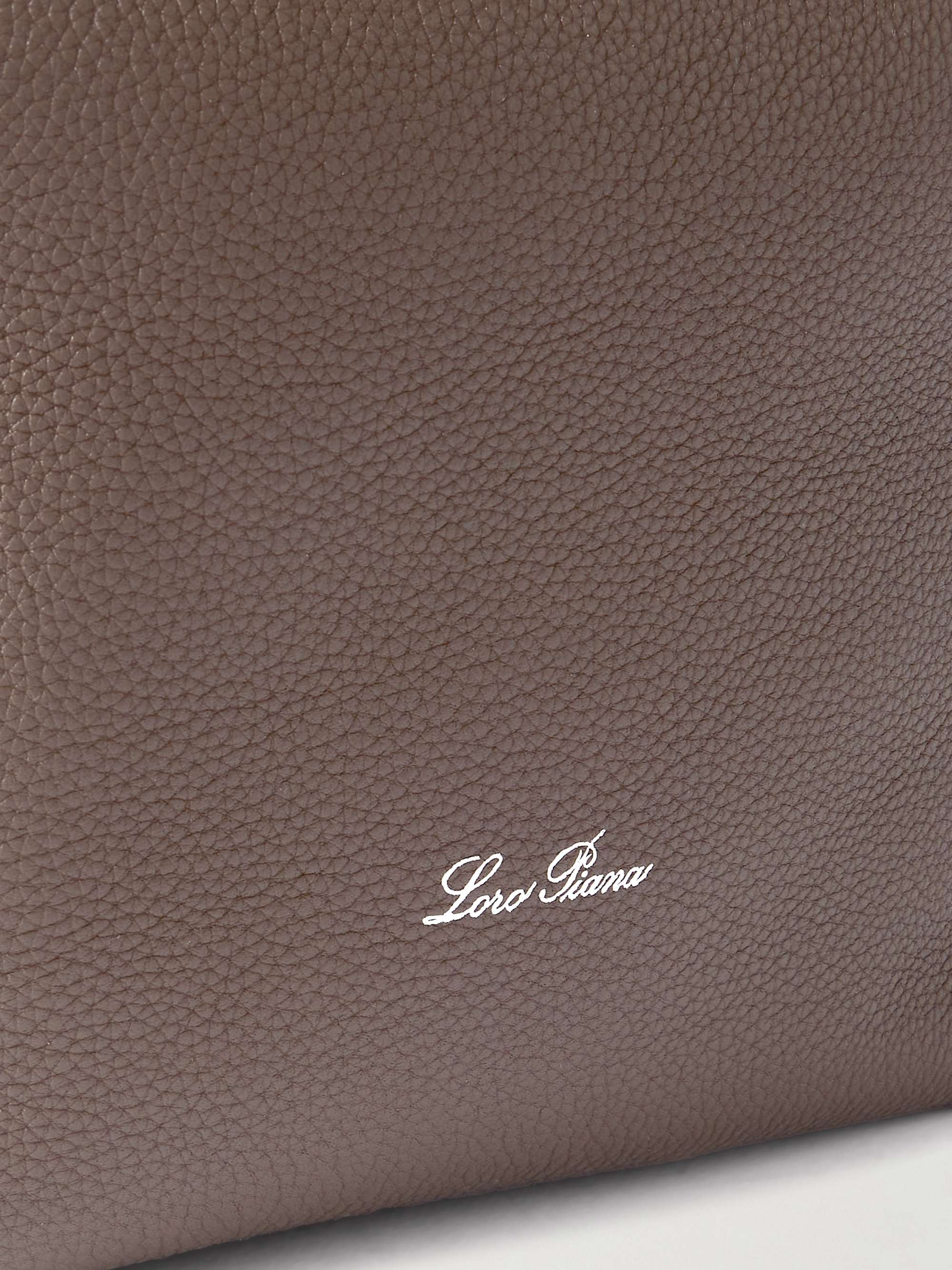 LORO PIANA Bale Tote aus strukturiertem Leder mit Canvas-Besätzen