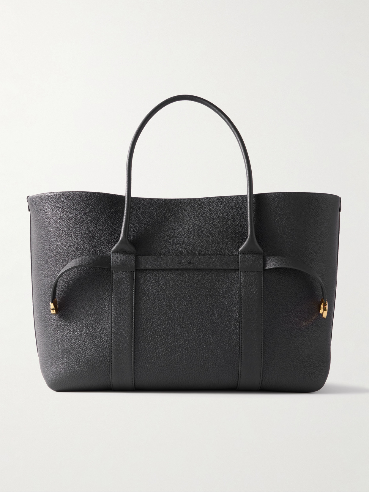 Loro Piana Ghiera Small Leather Tote Bag In Gray