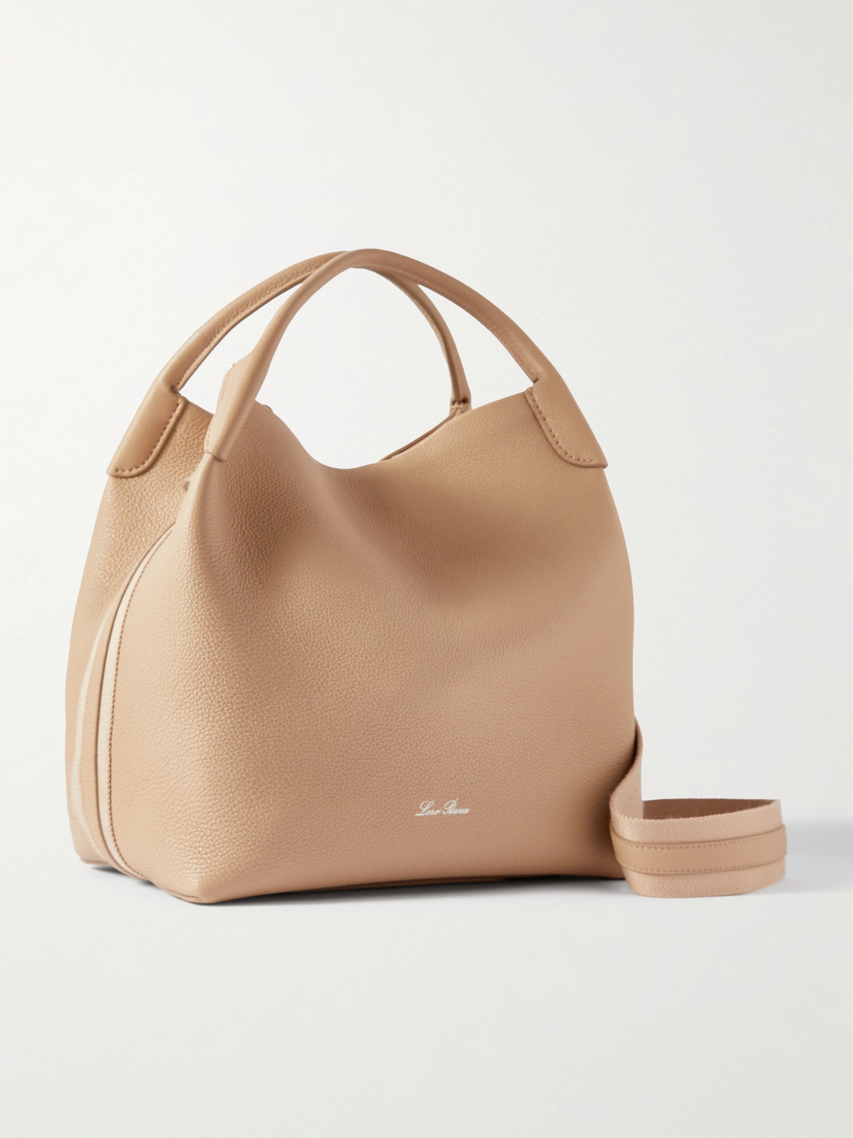 Loro Piana - Bale Canvas-trimmed Textured-leather Tote - Beige