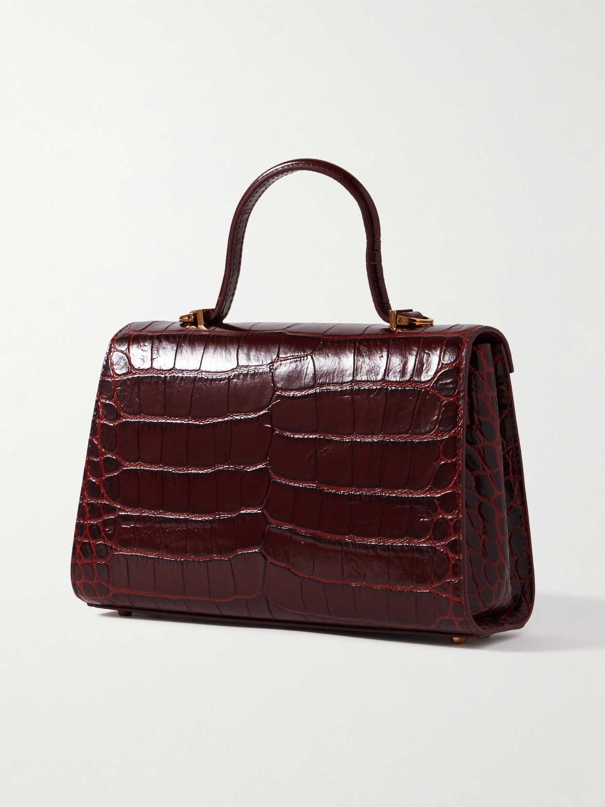 Versace Crocodile-embossed Tote Bag In Burgundy