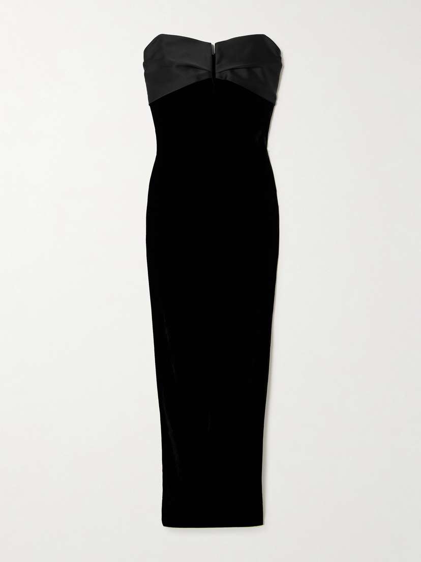Roland Mouret Strapless Satin-trimmed Velvet Gown