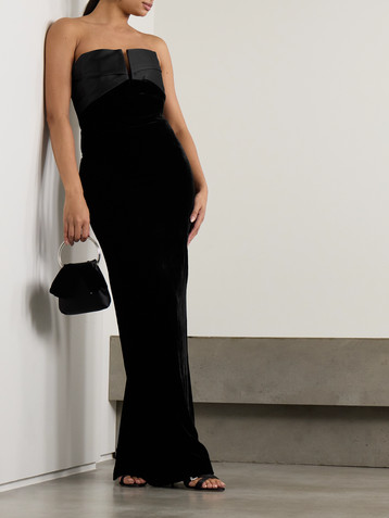 Roland Mouret Strapless satin-trimmed velvet gown