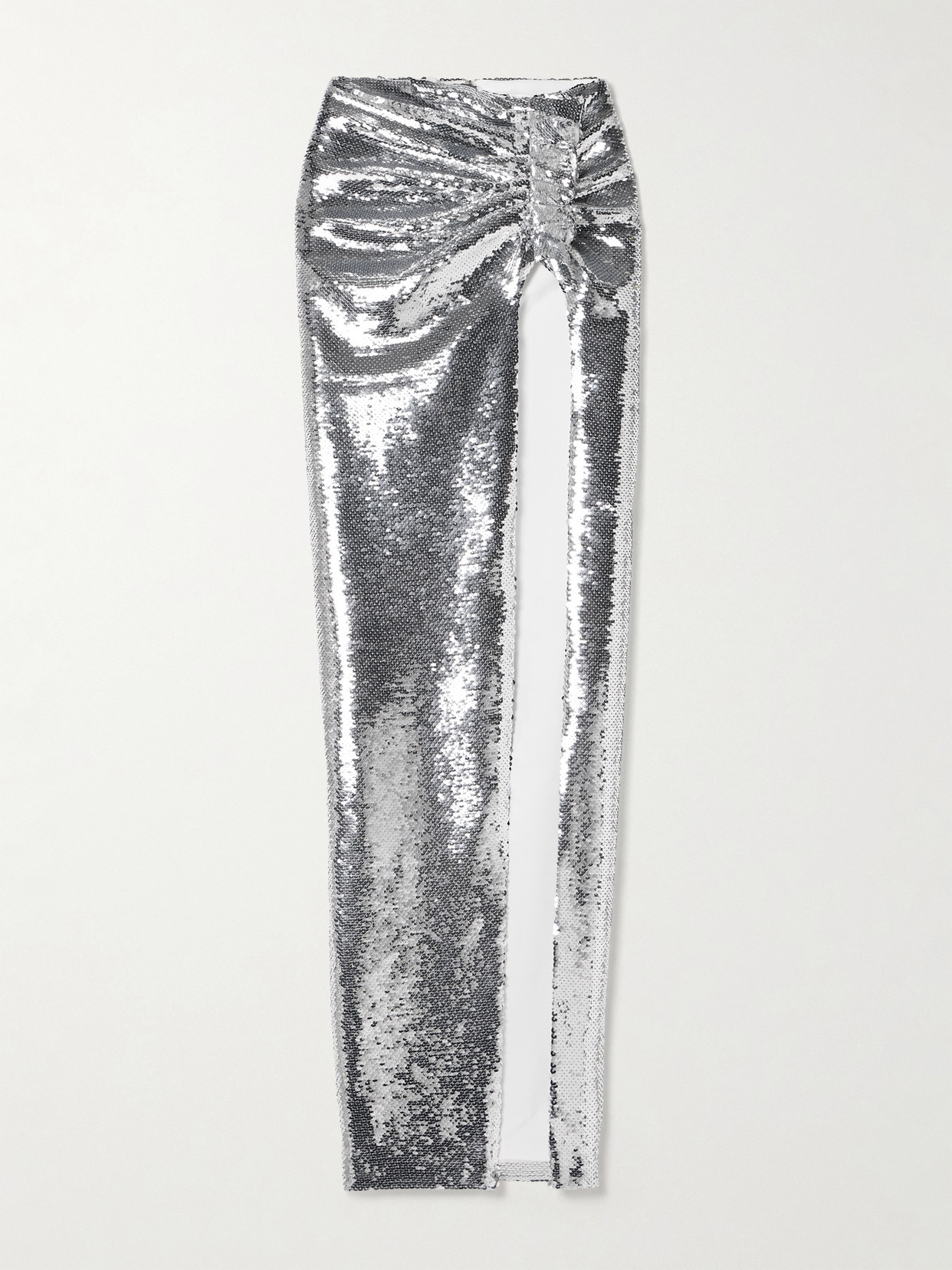 Mônot - Mia Gathered Sequined Tulle Maxi Skirt - Silver
