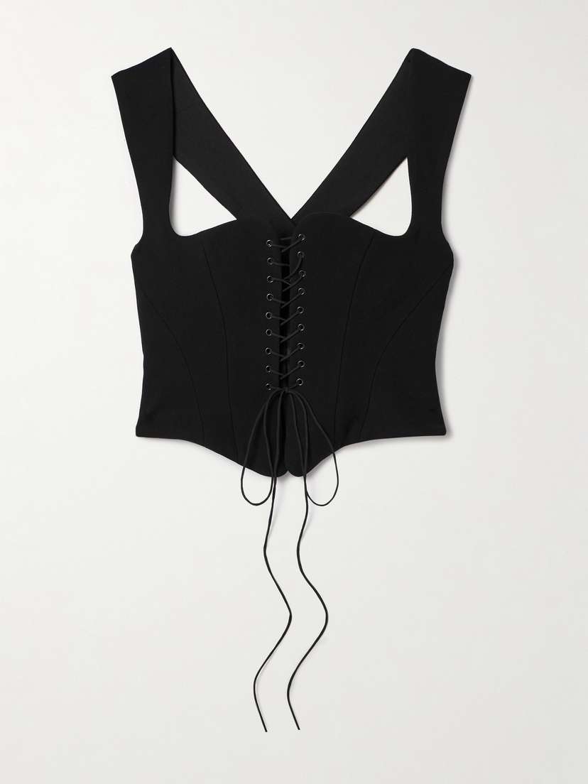 Mônot Ari Lace-up Crepe Bustier Top