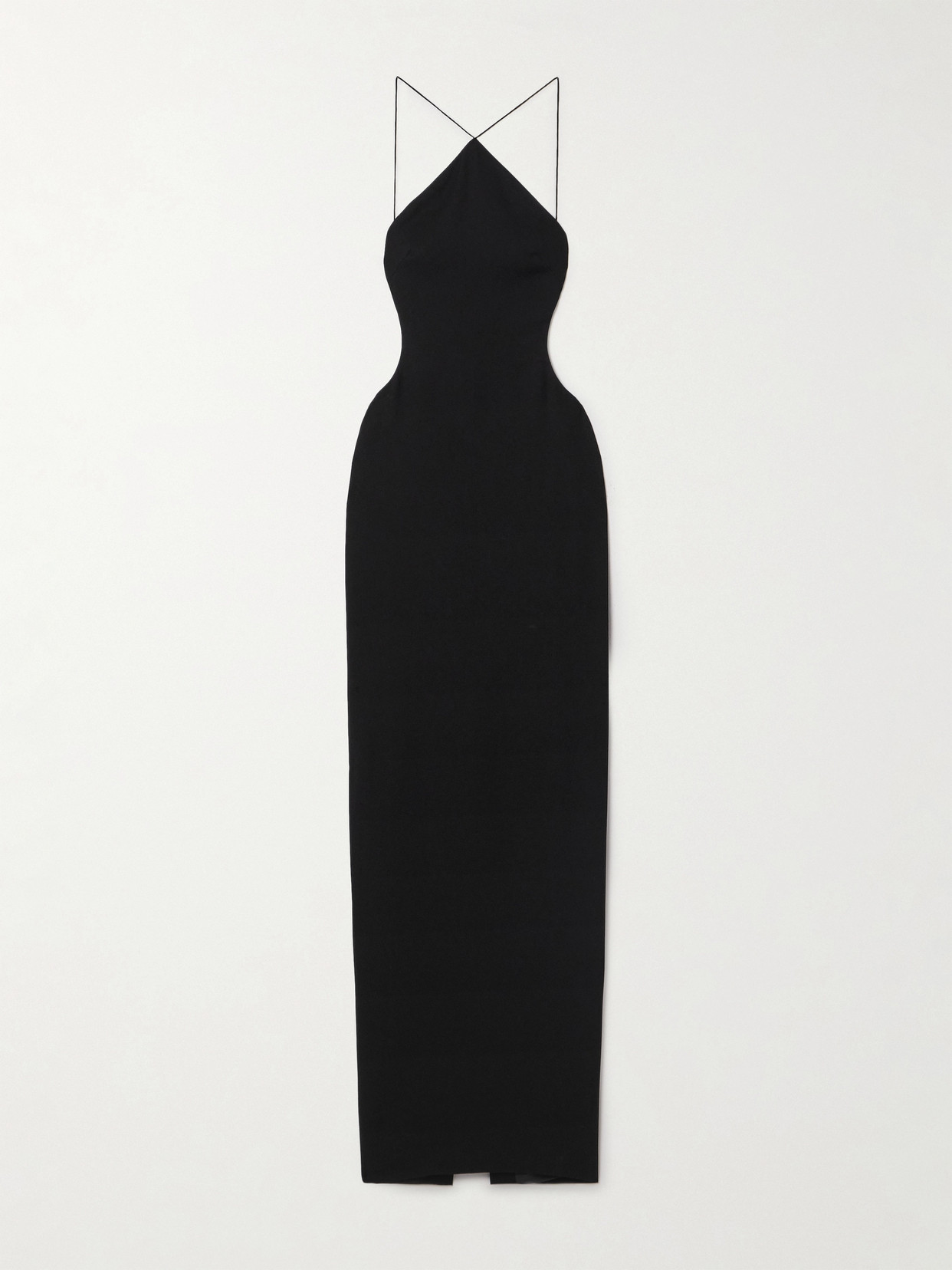 Monot Open-back Halterneck Crepe Gown In Black