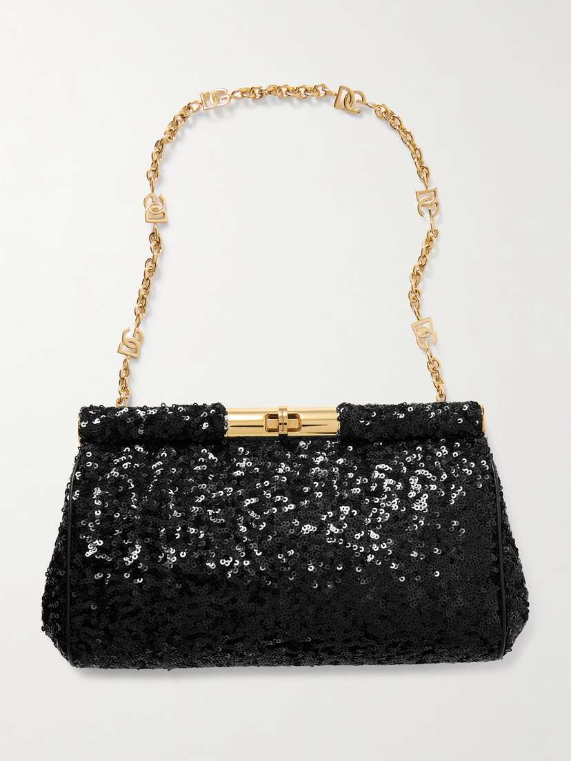 Dolce & Gabbana Marlene Sequin-embellished Leather Shoulder Bag
