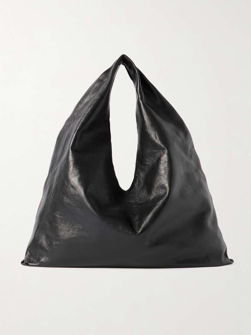 The Row Bindle Small Glossed Textured-leather Tote Bag