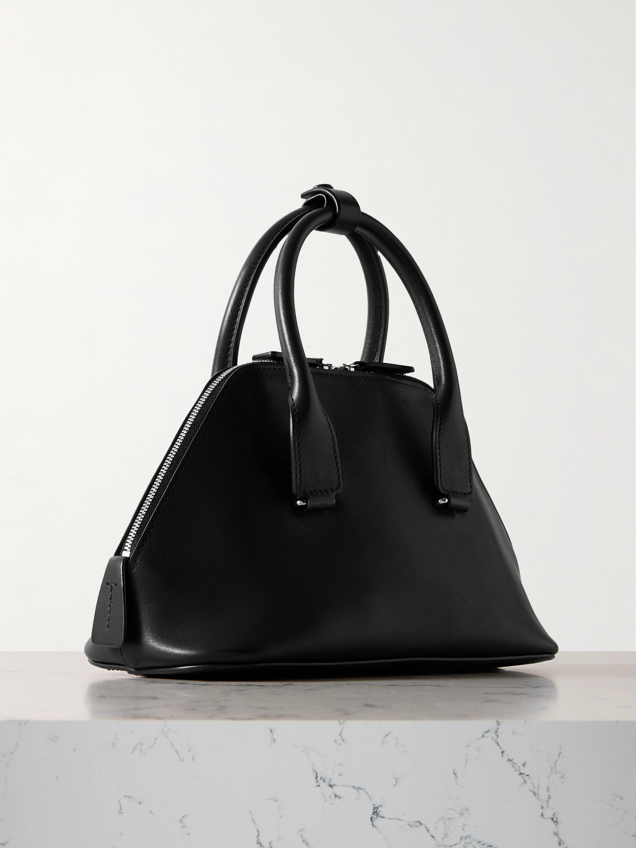 The Row Mini Devon In Saddle Leather In Black