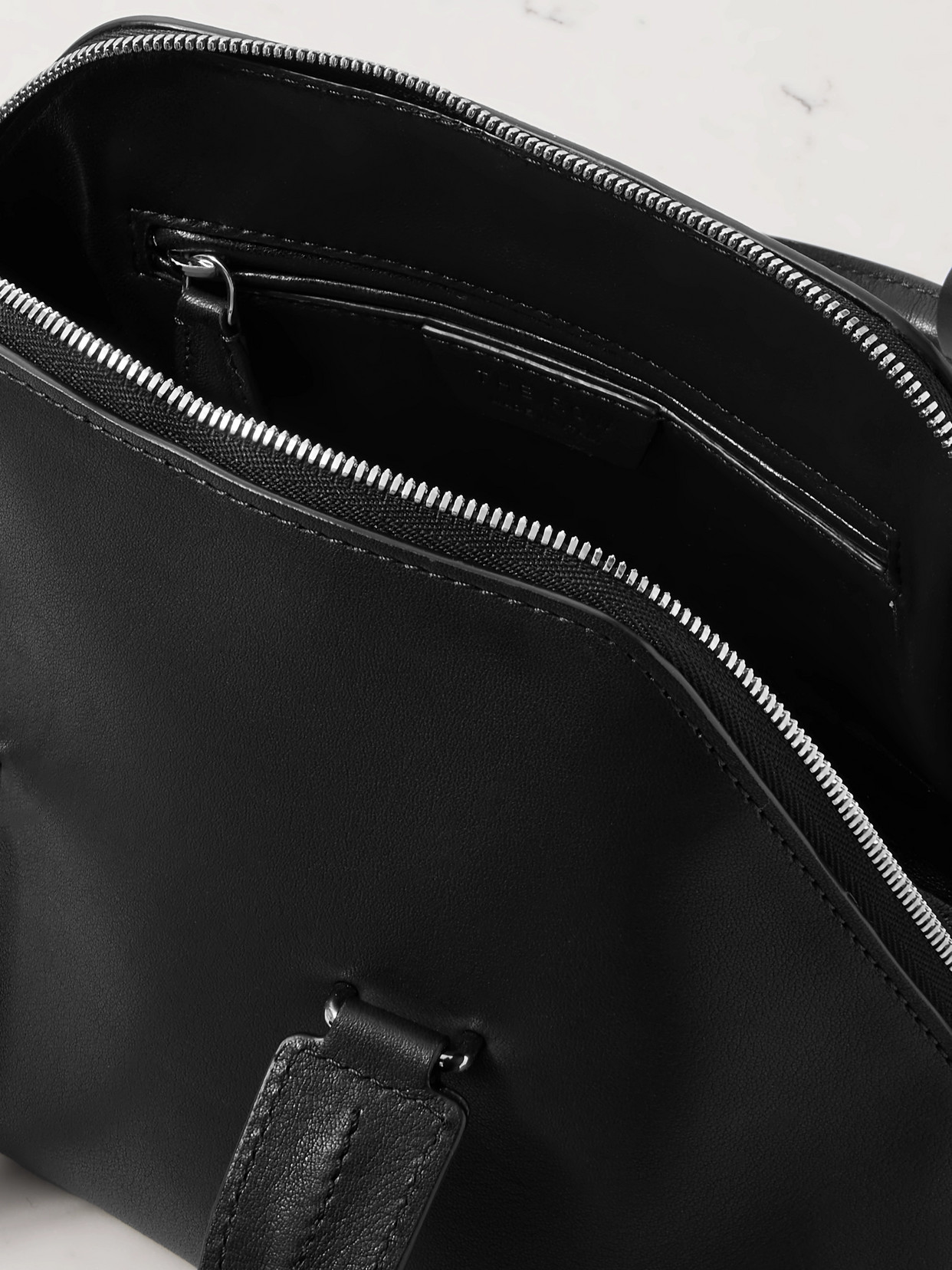 The Row Mini Devon In Saddle Leather In Black