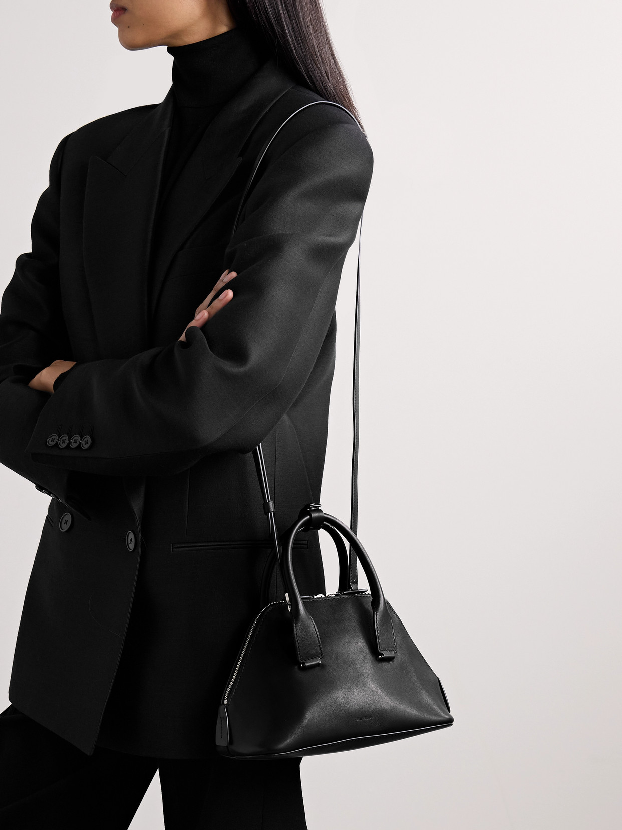 The Row Mini Devon In Saddle Leather In Black