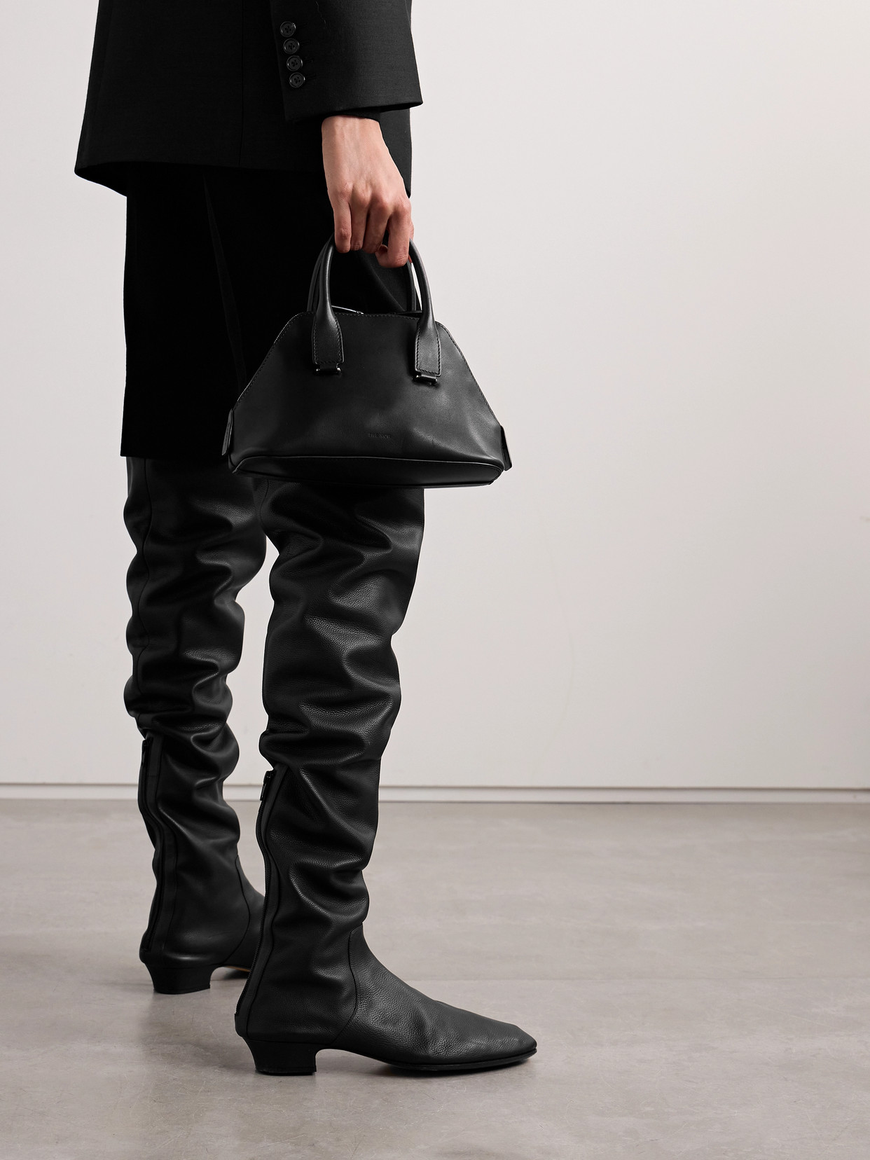 The Row Mini Devon In Saddle Leather In Black