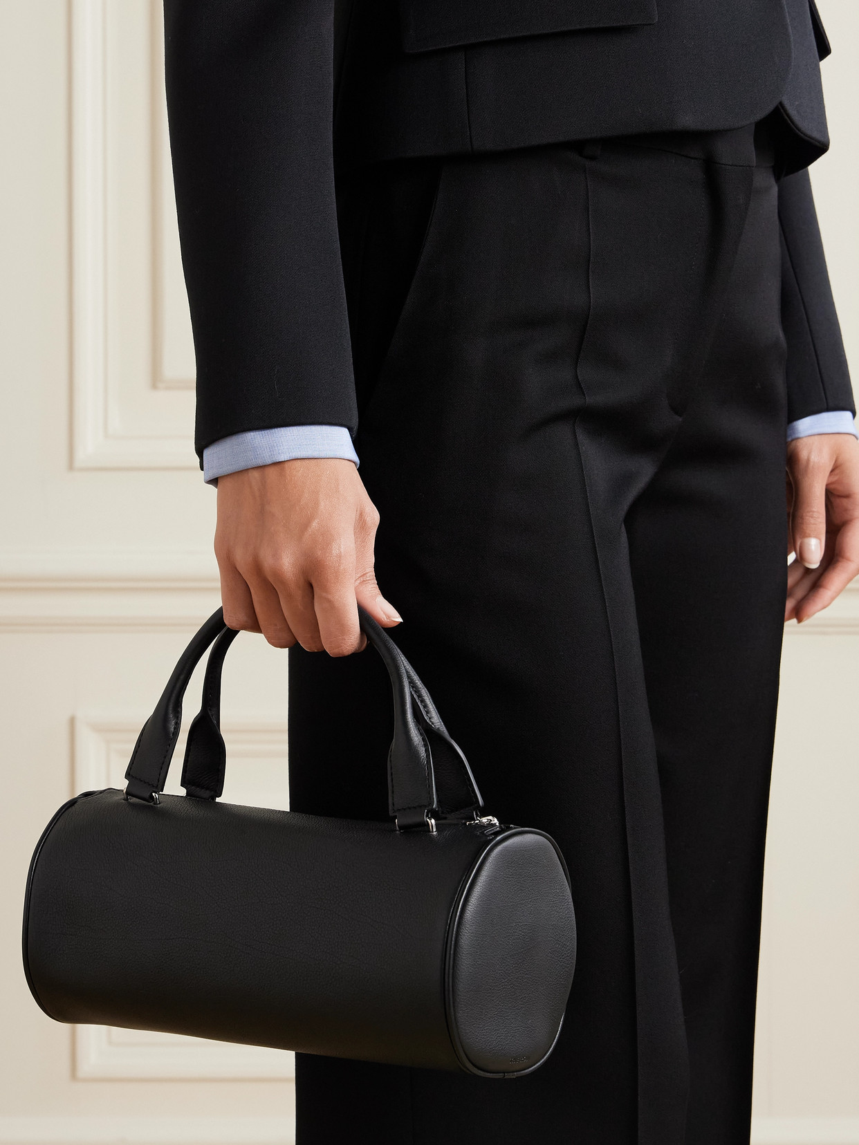 The Row Edith Leather Tote In Black