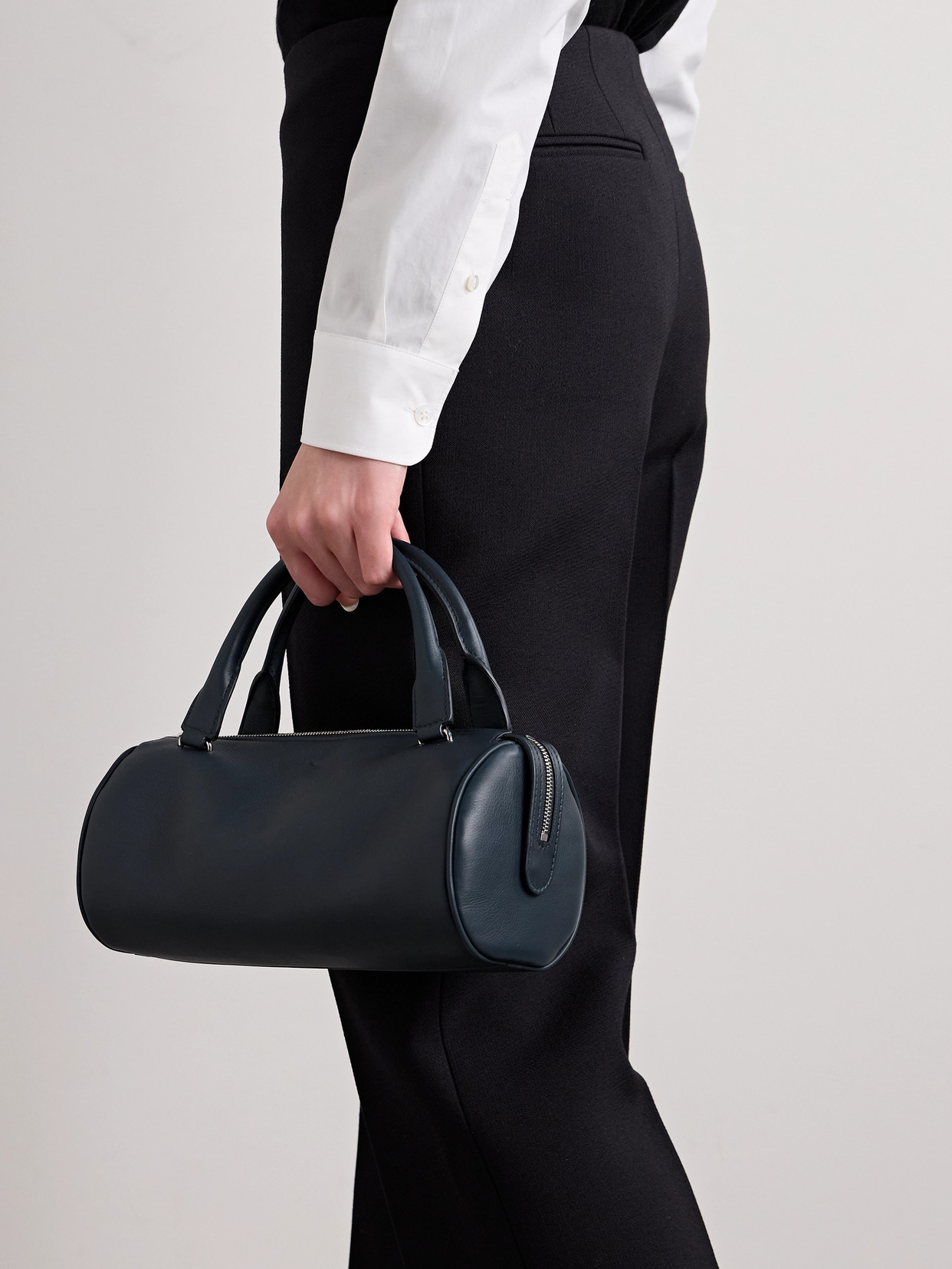 The Row Edith Leather Tote In Blue