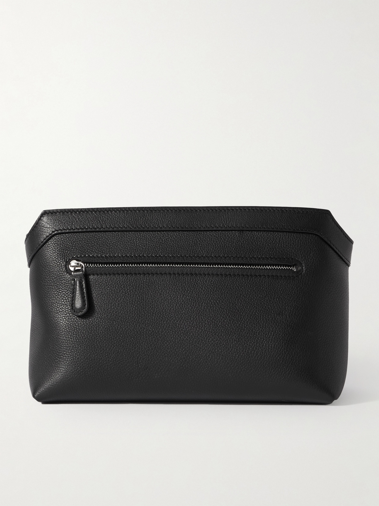 The Row Terrasse Textured-leather Clutch In Black
