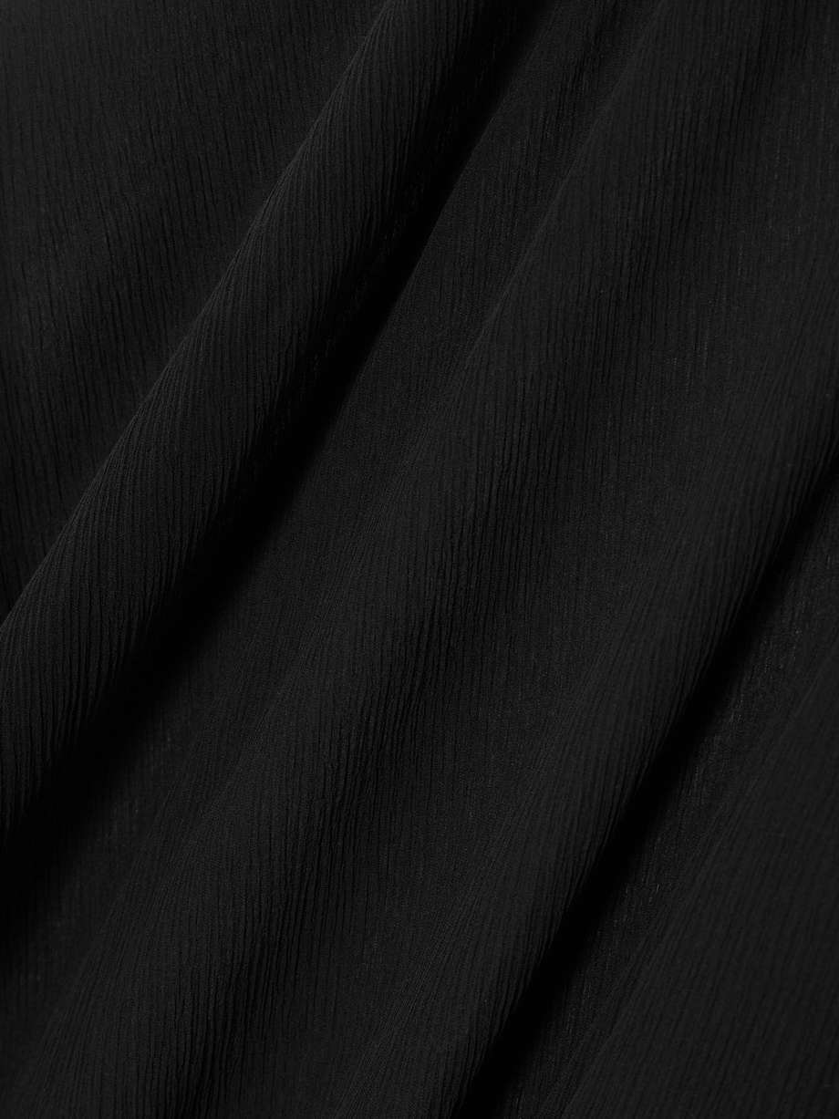 betsy spirito one-shoulder satin-trimmed silk-chiffon dress