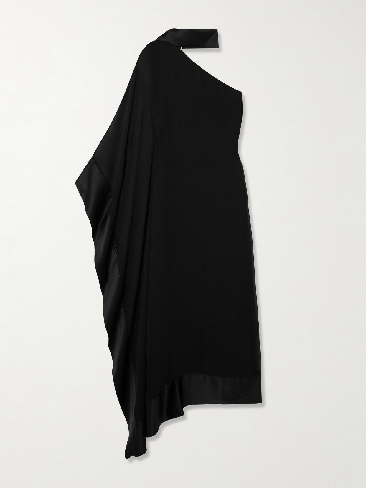 Taller Marmo - Betsy Spirito One-shoulder Satin-trimmed Silk-chiffon Dress - Black