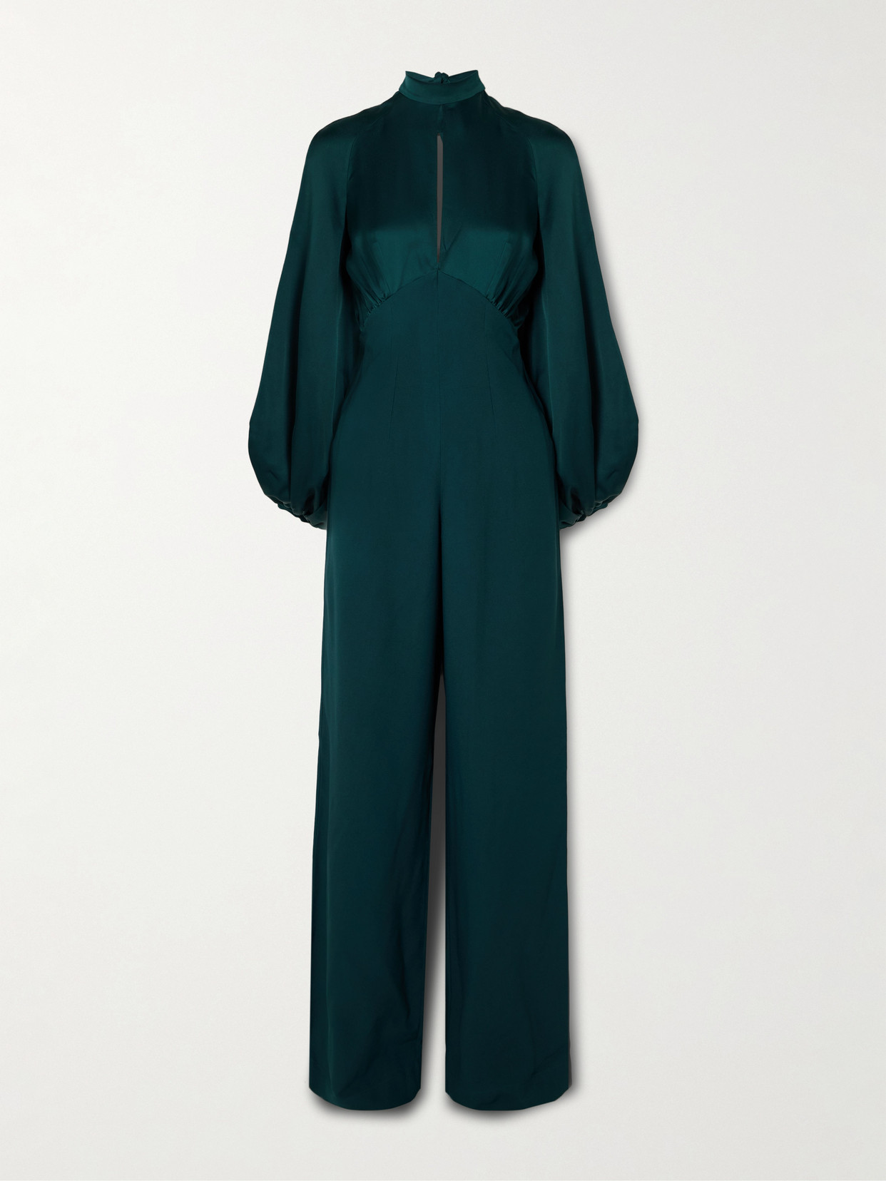 Taller Marmo Huston Cutout Silk-satin And Crepe Jumpsuit In Green