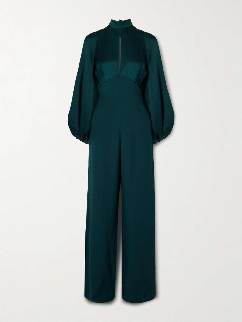 Taller Marmo Huston Cutout Silk-satin And Crepe Jumpsuit
