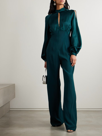 Taller Marmo Huston cutout silk-satin and crepe jumpsuit