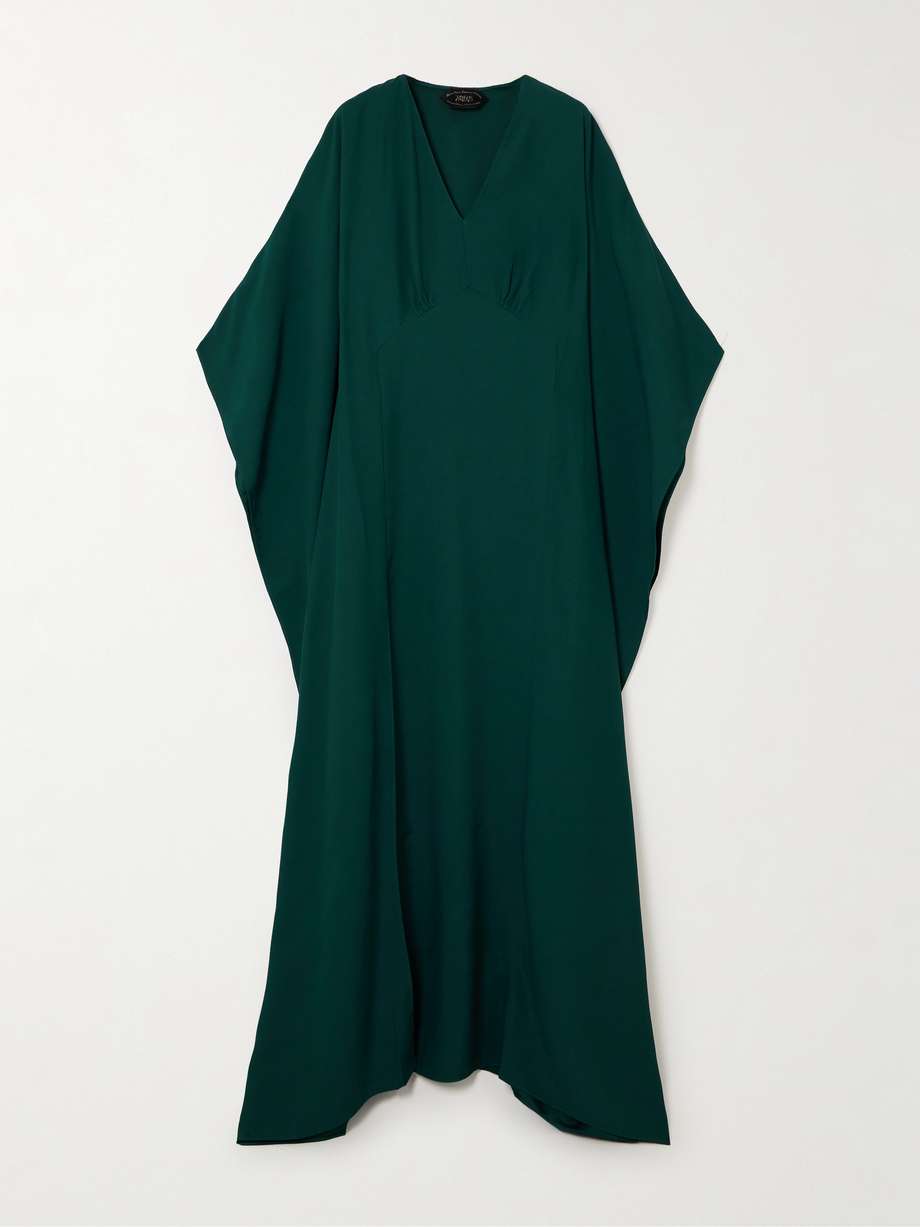 obsession satin-trimmed crepe gown