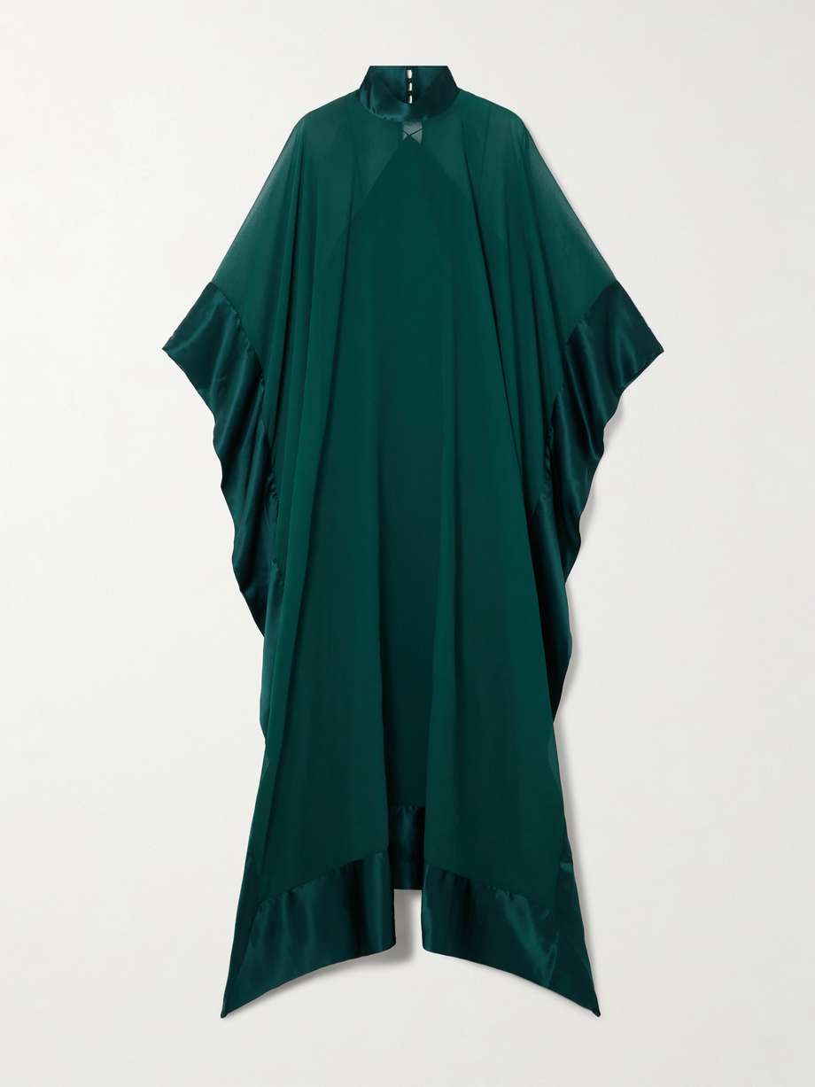 new age spirito satin-trimmed silk-chiffon gown