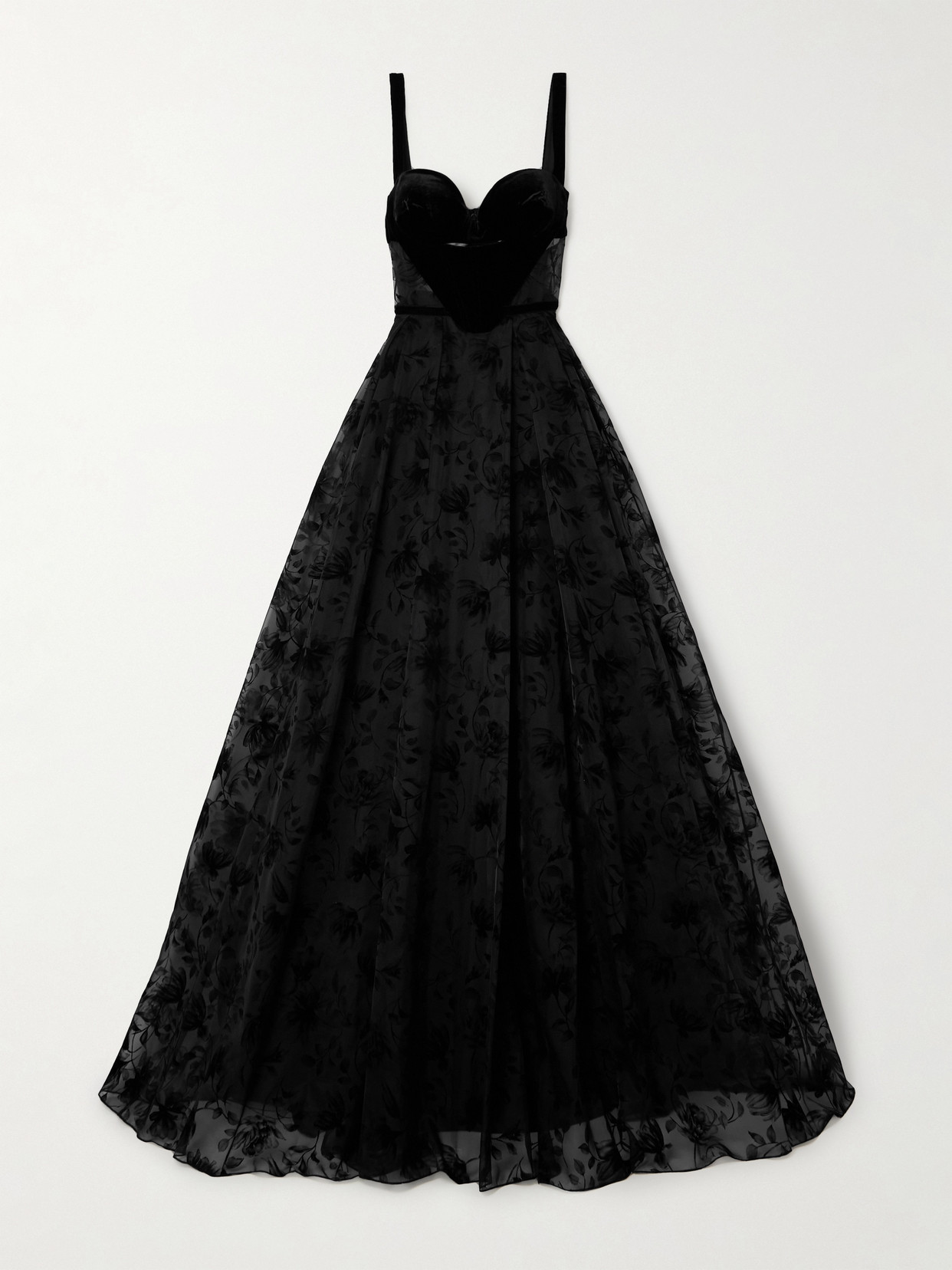 Zuhair Murad - Velvet-trimmed Flocked Organza Gown - Black