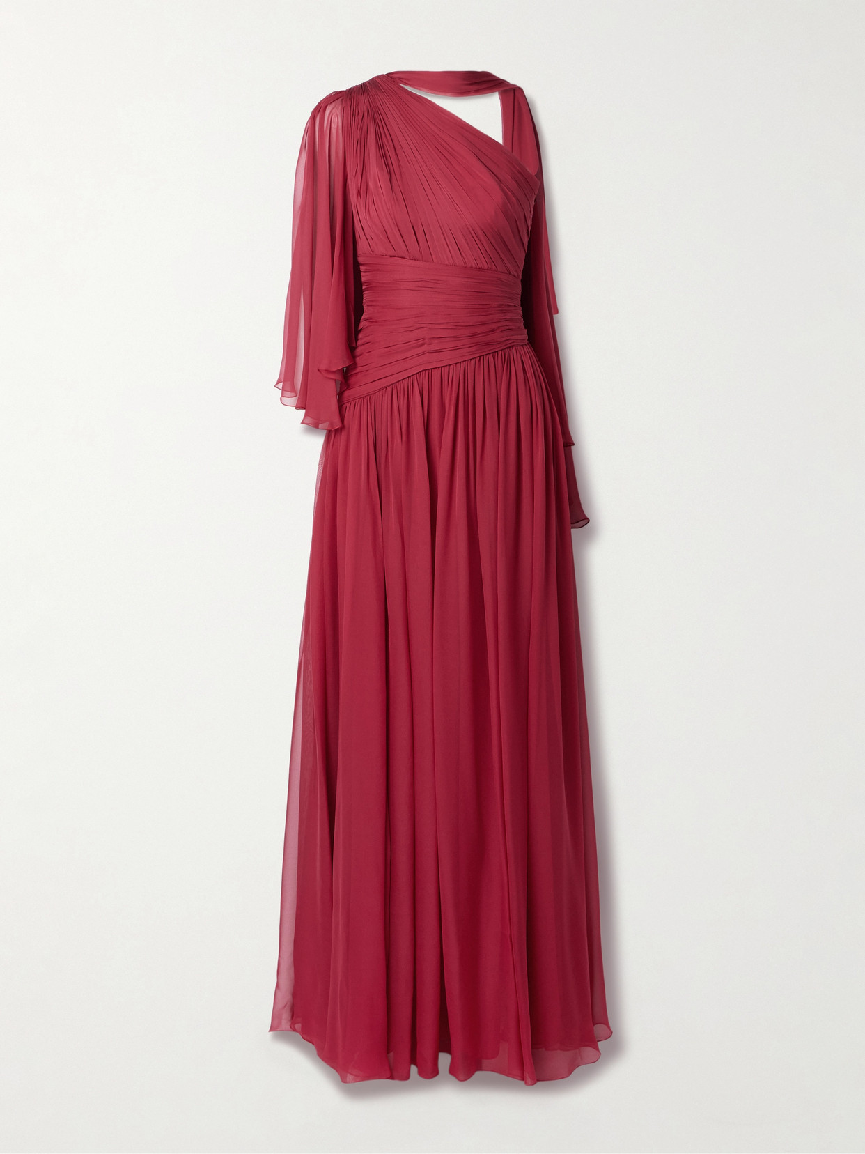 Zuhair Murad - One-shoulder Pleated Silk-chiffon Gown - Red