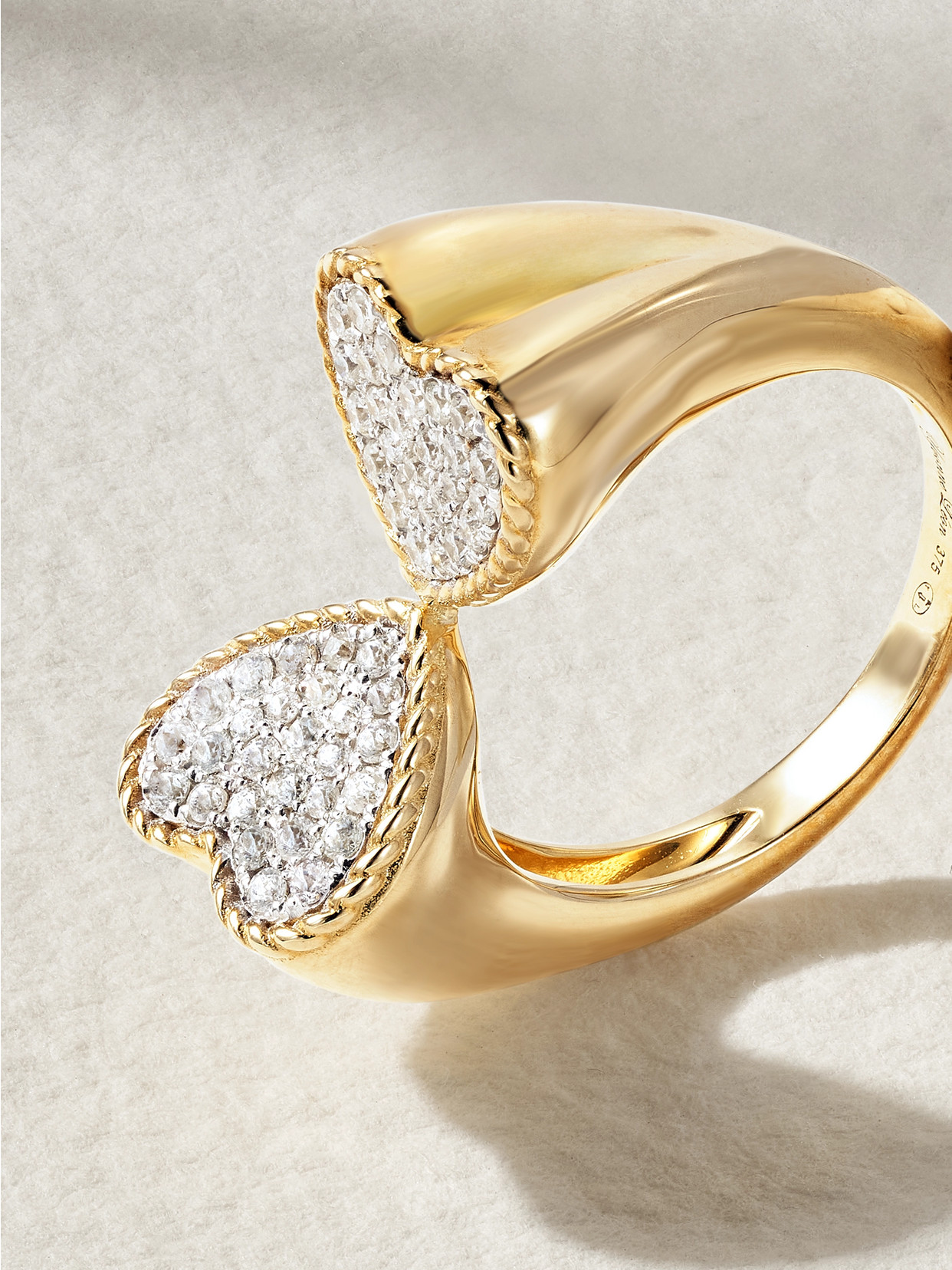 Yvonne Léon Double Coeur 9-karat Gold Diamond Ring In Gold