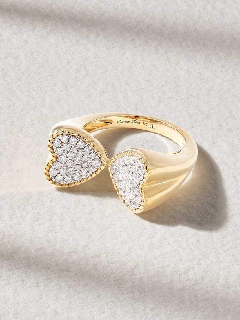Yvonne Léon Double Coeur 9-karat Gold Diamond Ring