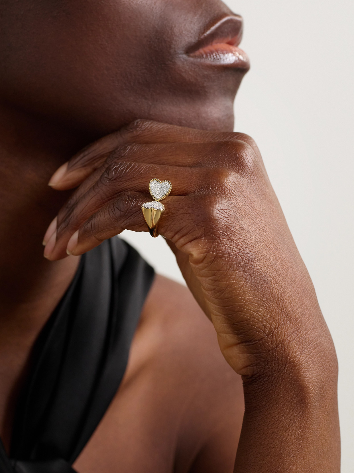 Yvonne Léon Double Coeur 9-karat Gold Diamond Ring In Gold