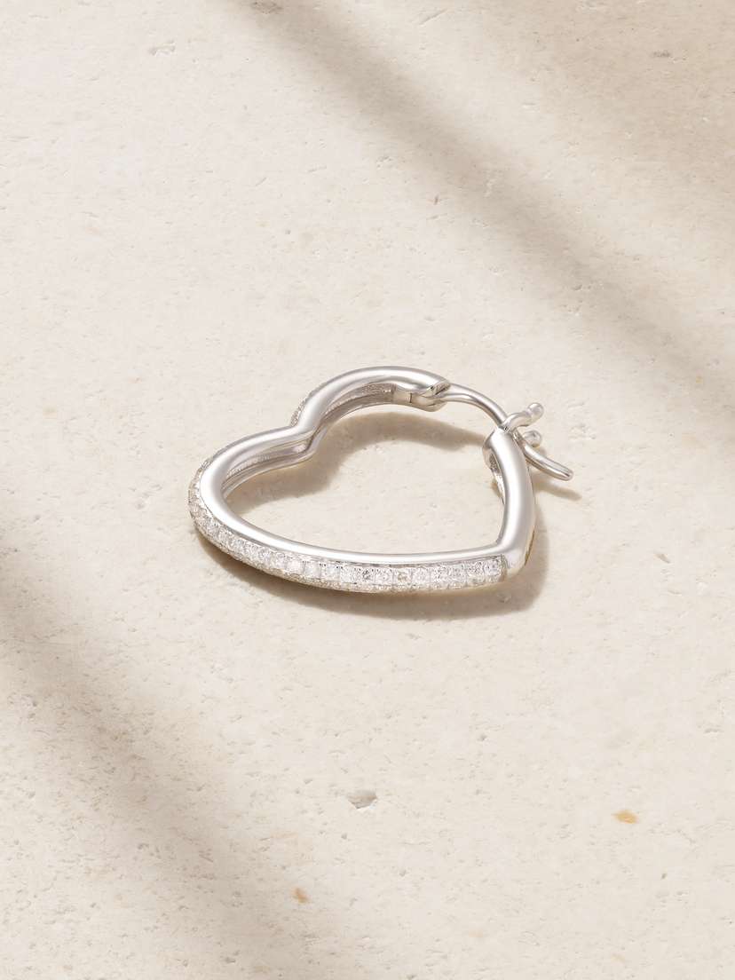Yvonne Léon Créole Coeur 18-karat White Gold Diamond Single Hoop Earring