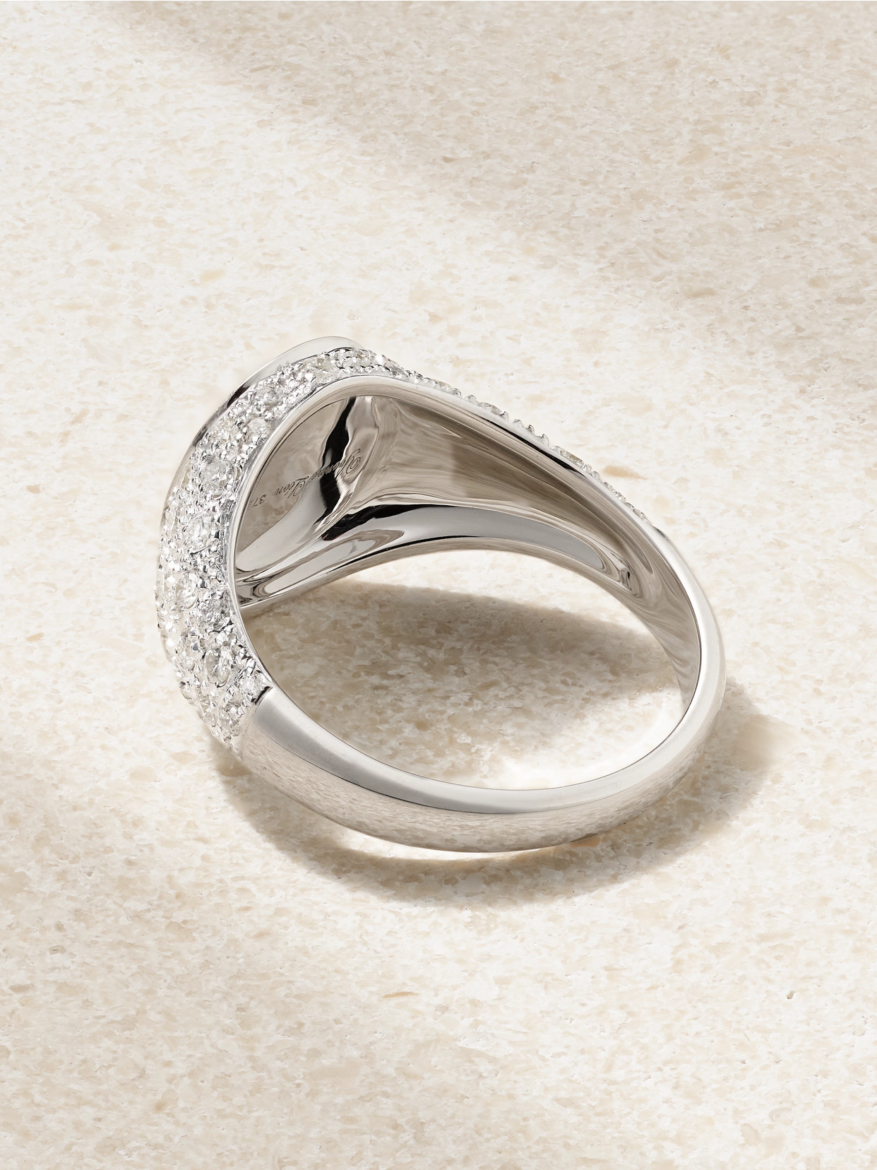 Yvonne Léon Mini Chevalière 9-karat White Gold Diamond Ring In Gold