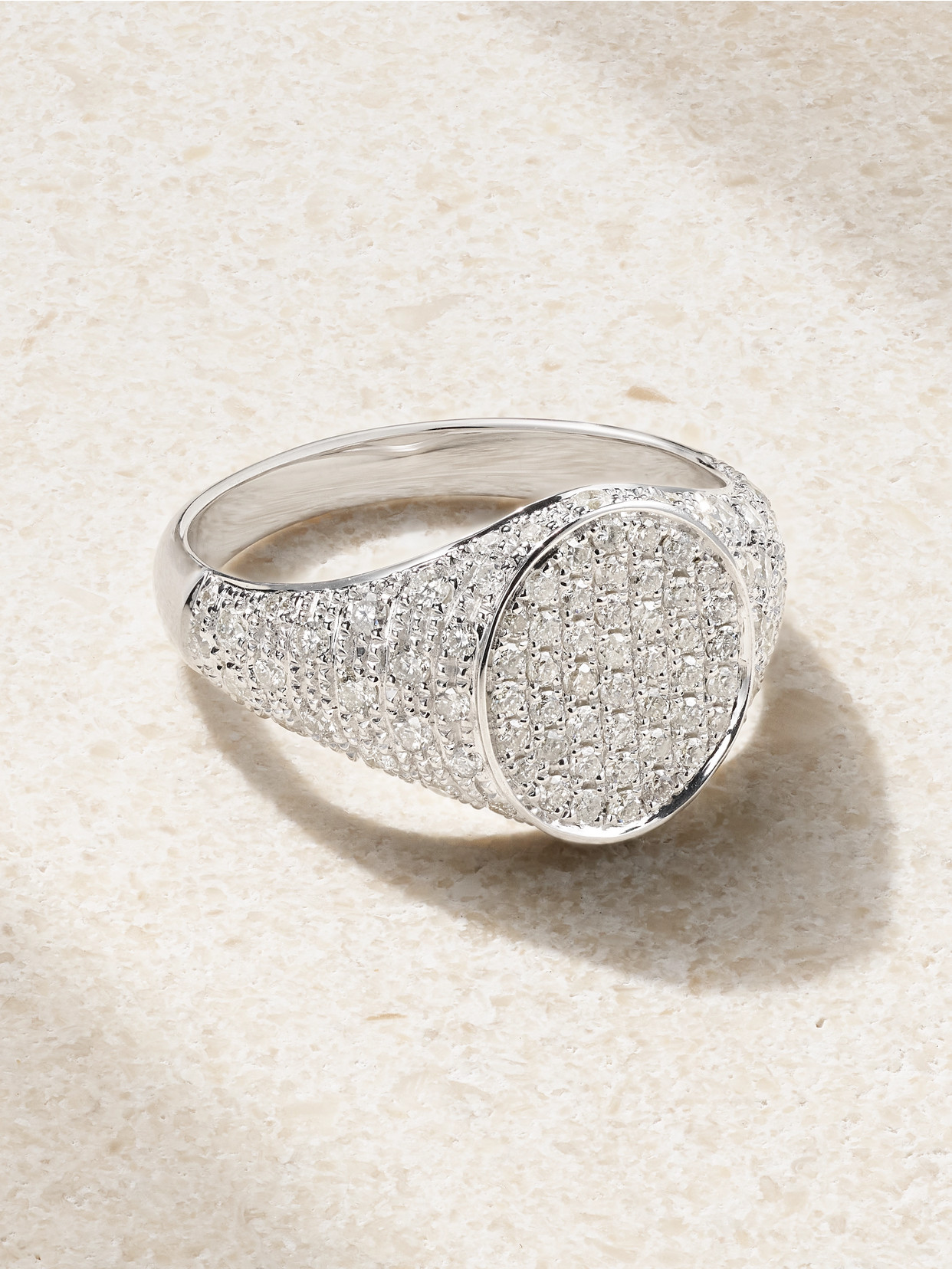 Yvonne Léon - Mini Chevalière 9-karat White Gold Diamond Ring - 3