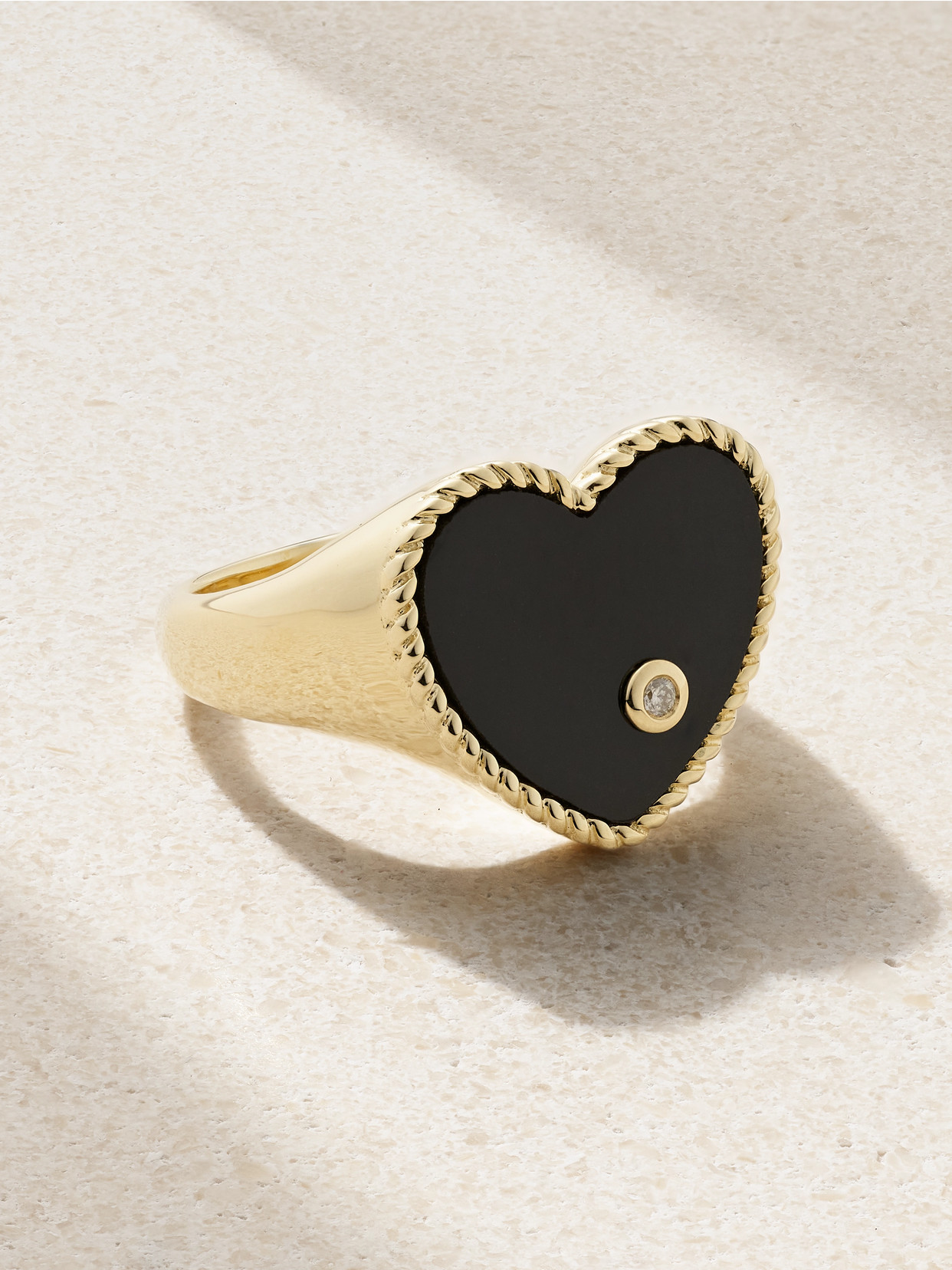 Yvonne Léon - Chevalière Coeur 9-karat Gold, Onyx And Diamond Ring - Black