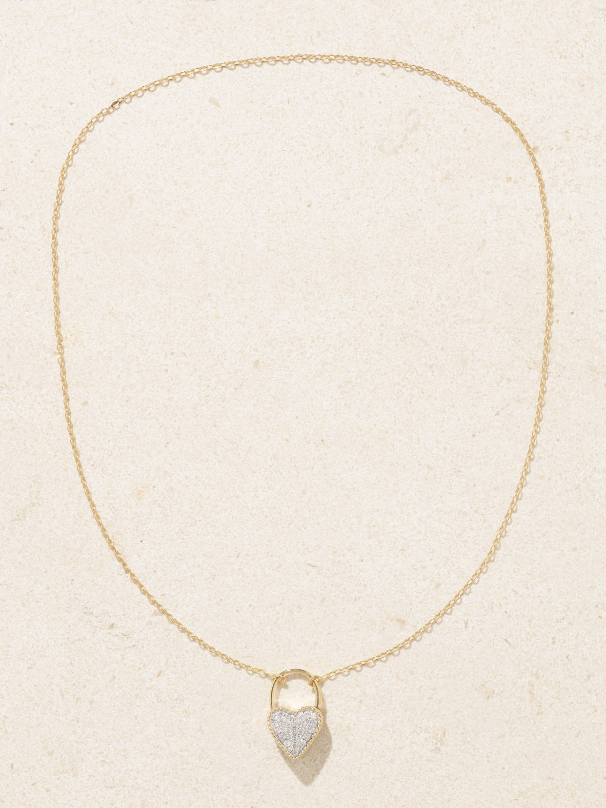 Shop Yvonne Léon Cadenas Coeur 18-karat Gold Diamond Necklace