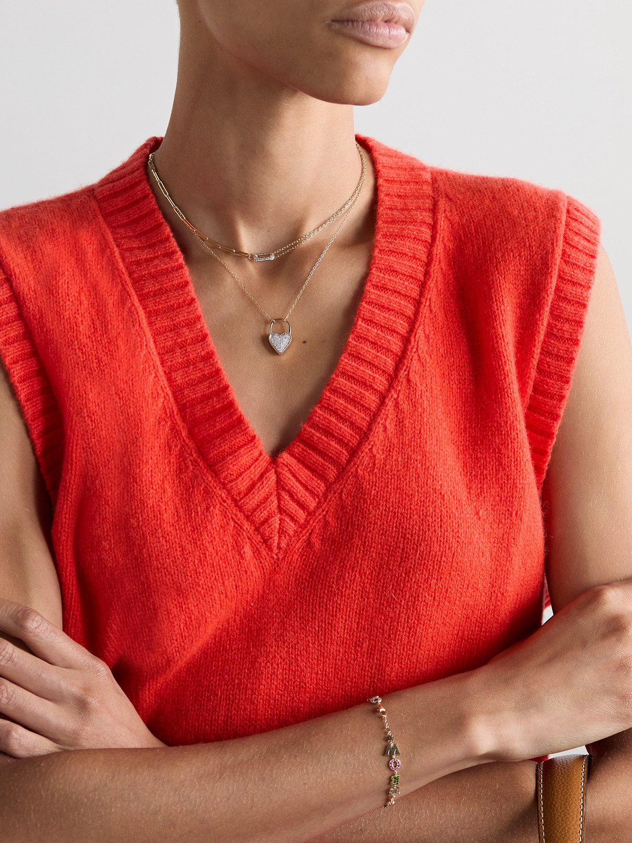 Shop Yvonne Léon Cadenas Coeur 18-karat Gold Diamond Necklace