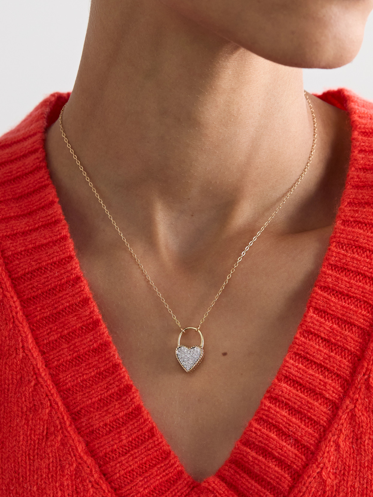 Shop Yvonne Léon Cadenas Coeur 18-karat Gold Diamond Necklace