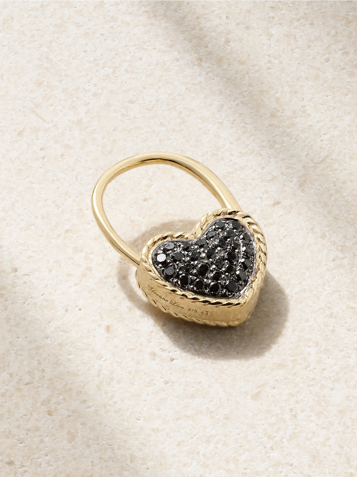 Yvonne Léon - Créole Cadenas Coeur 9-karat Gold Diamond Single Earring - Black