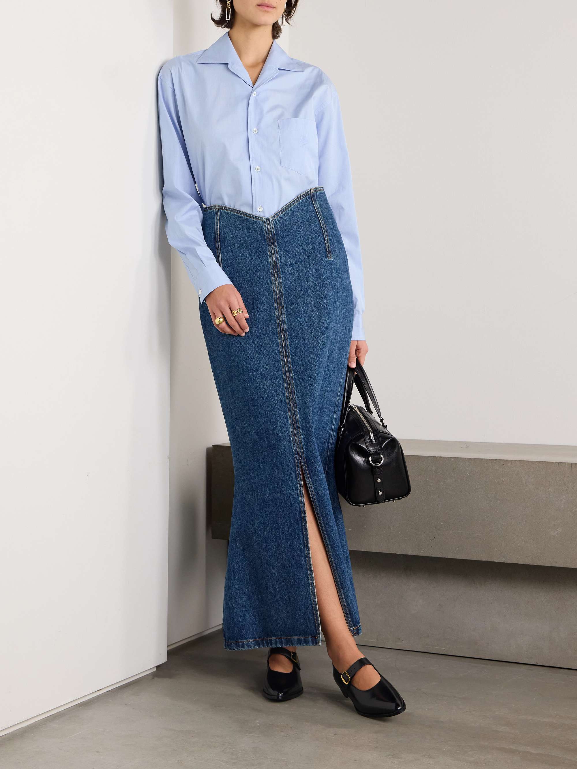Cotton denim maxi skirt outlet