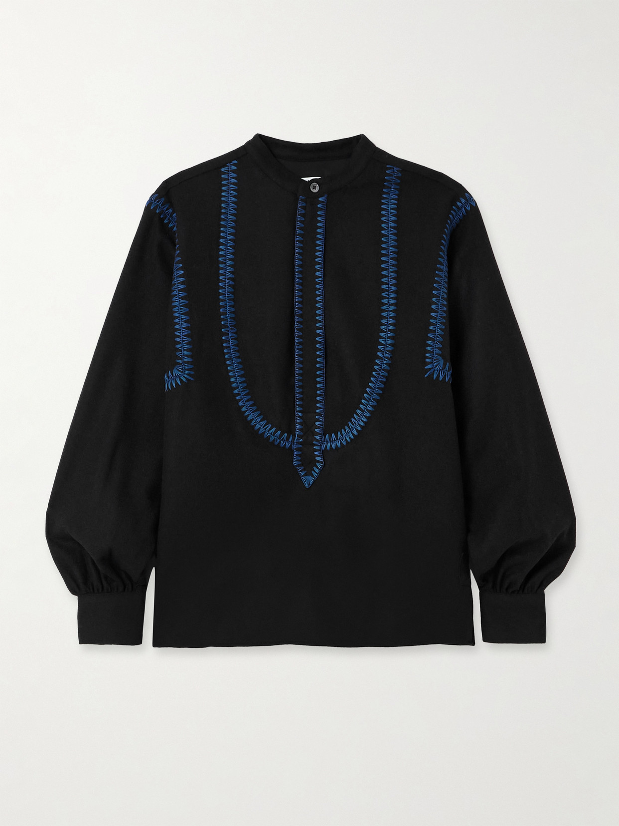 Sébline Marocaine Embroidered Wool Shirt In Black