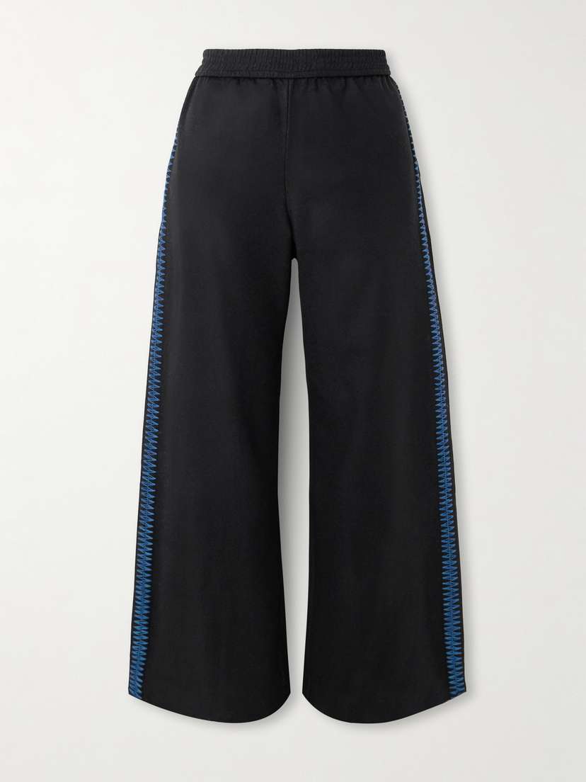Sebline Embroidered Wool Wide-leg Pants